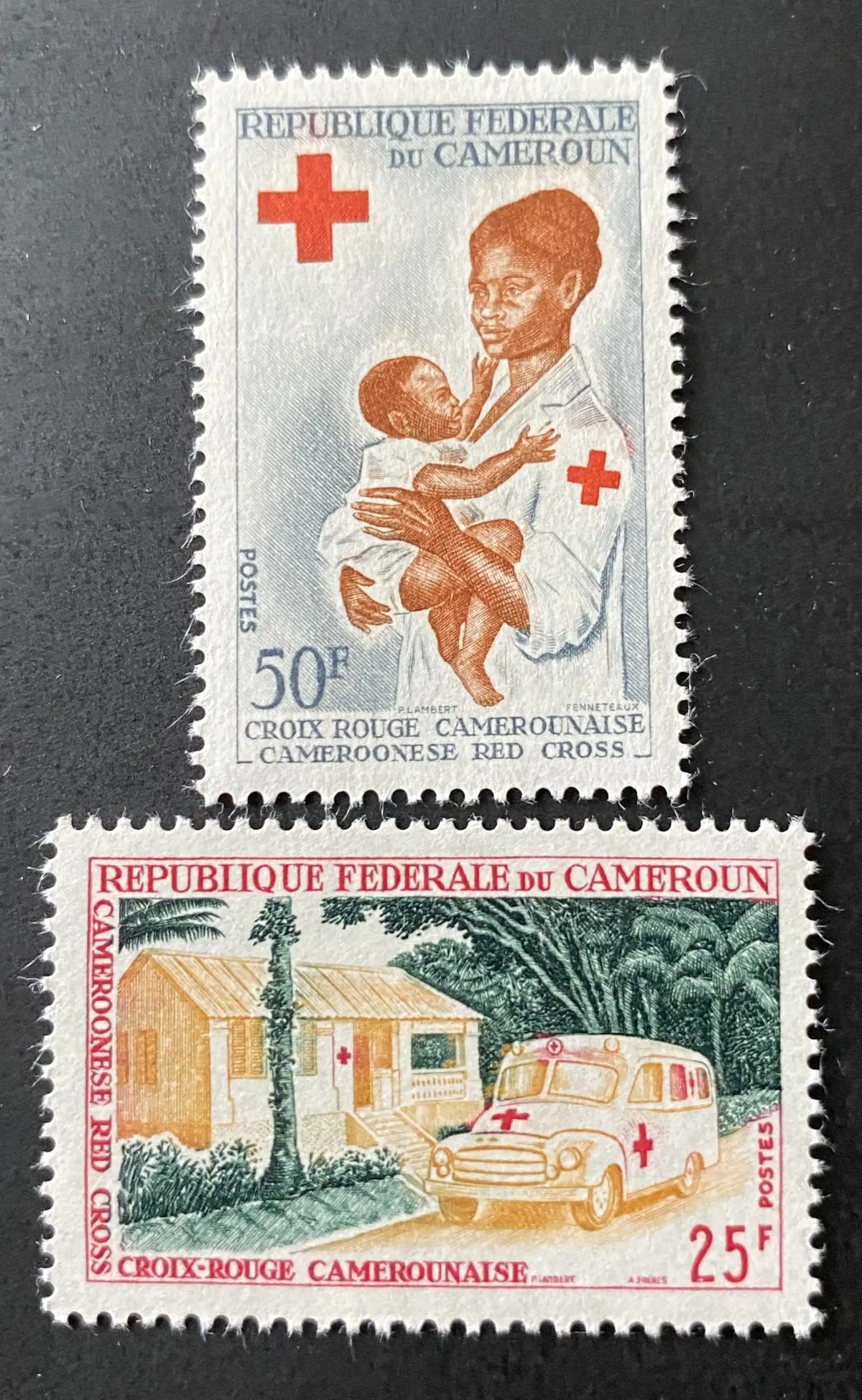 Kamerun 1965 Mi. 425-426 Rotes Kreuz Krankenwagen Mutter Kind