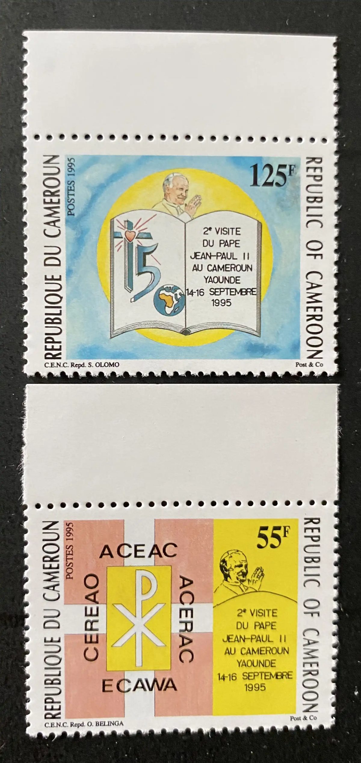 Kamerun 1995 Mi. 1214-1215 Papst Johannes Paul II. Besuch in Yaoundé