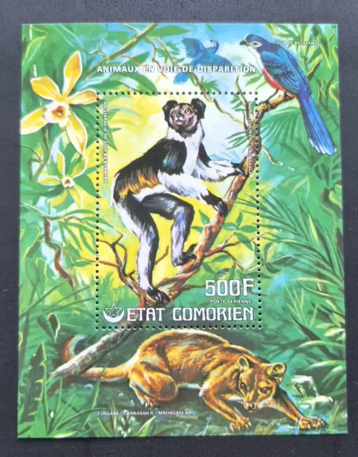 Comores 1976 Mi. Bl. 69 Animaux en voie de disparition lémurien fossa