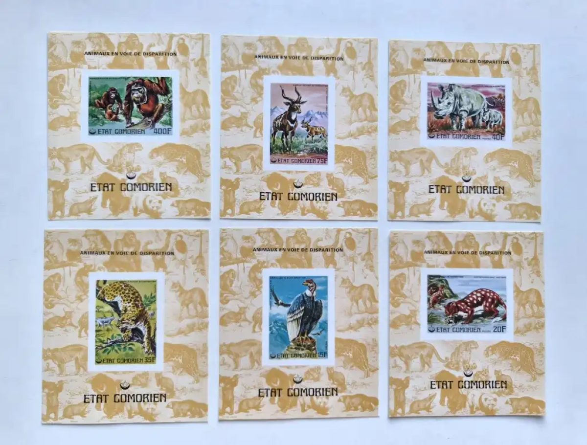 Comoros 1977 Mi. Bl. 70-75 IMPERF endangered animals wildlife