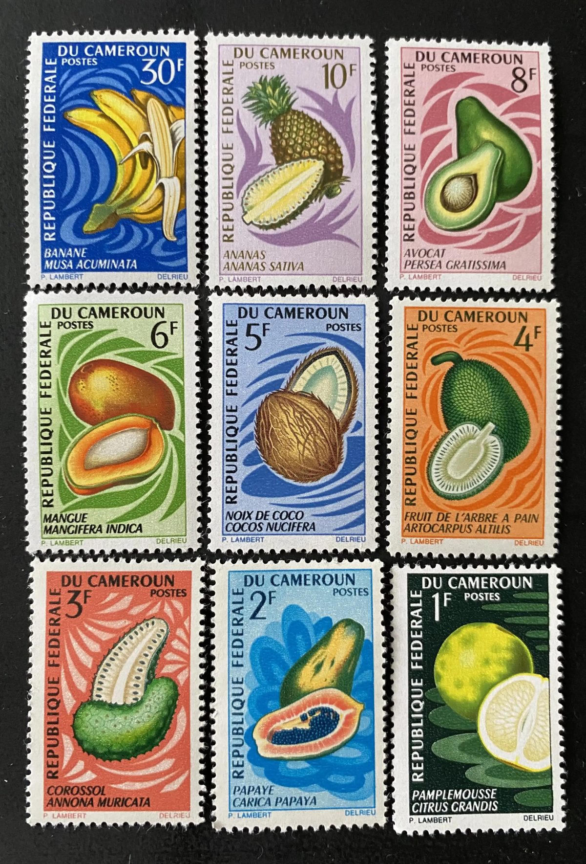 Cameroon 1967 Mi. 506-514 tropical fruits banana pineapple avocado mango