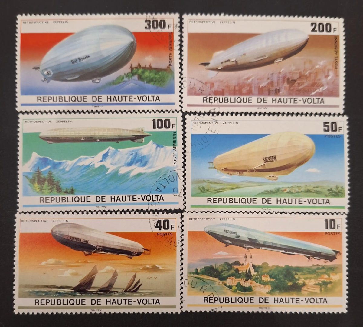 Obervolta 1976 Mi. 625-630 gest. Zeppelin Luftschiff Graf Sachsen