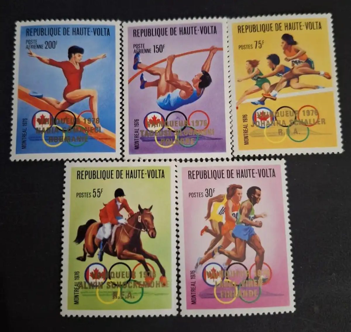 Haute-Volta 1976 Mi. 653-657 surchargé JO Montréal vainqueurs