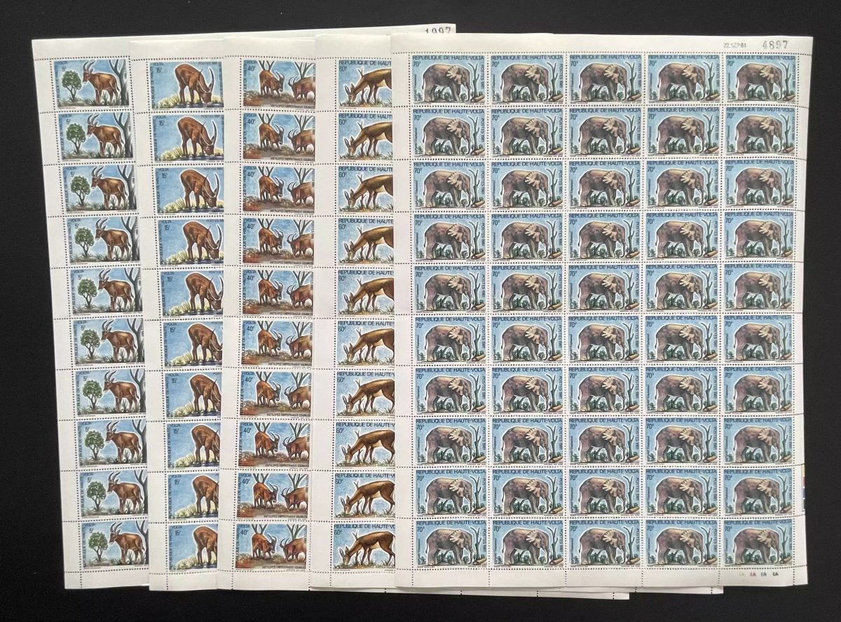 Haute-Volta 1982 YT 570-574 planche antilopes éléphant faune animaux