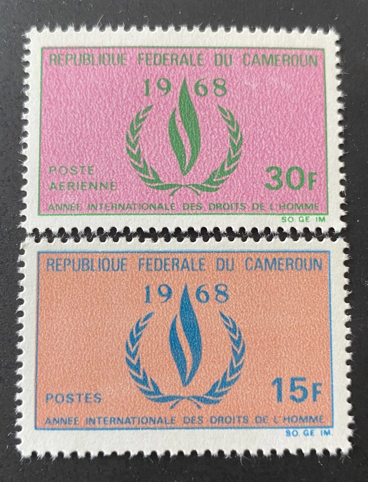 Cameroun 1968 Mi. 555-556 Année internationale droits de l'homme