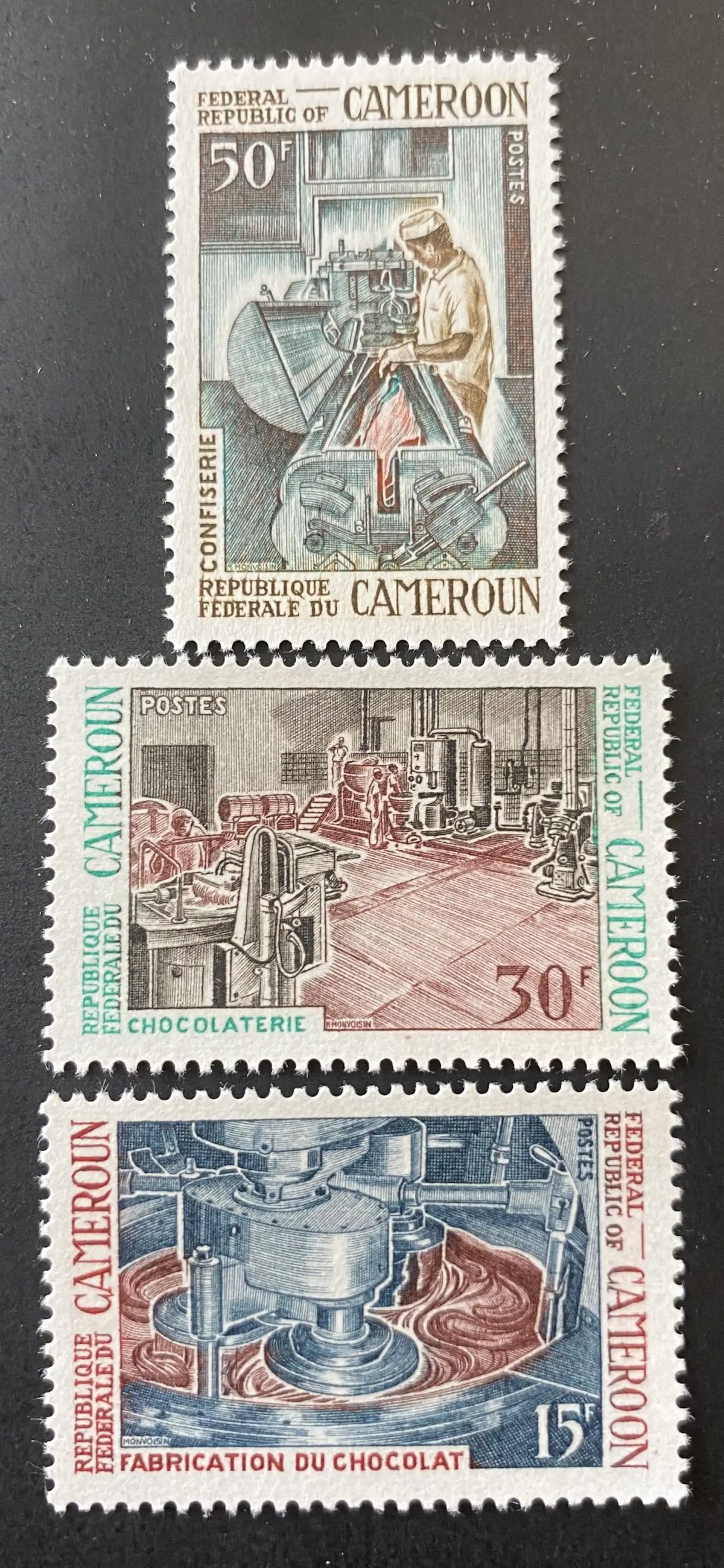 Cameroun 1969 Mi. 566-568 chocolaterie fabrication chocolat industrie