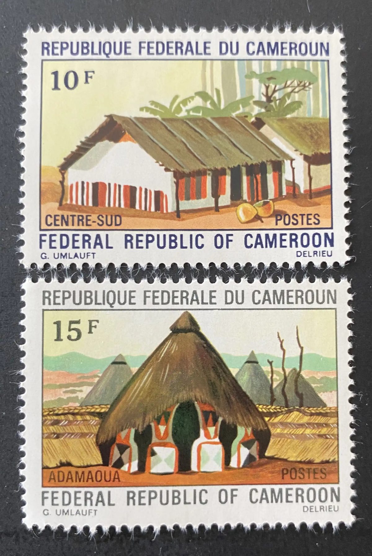Cameroun 1972 Mi. 678-679 habitations traditionnelles Adamaoua