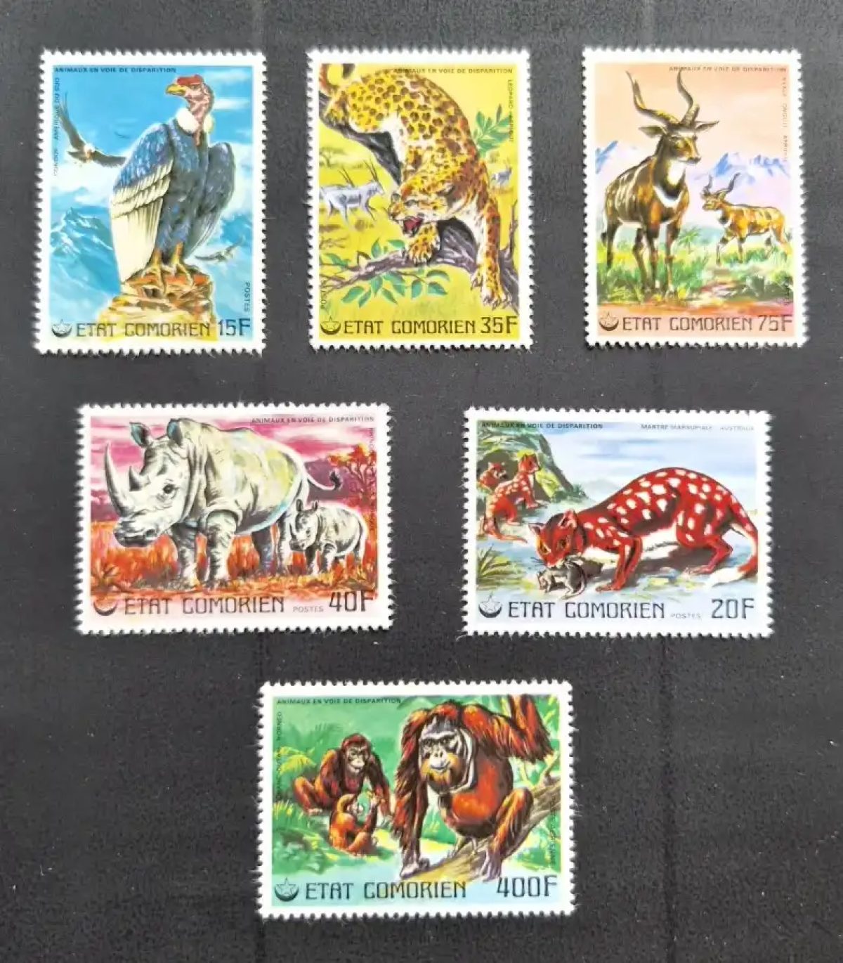 Comores 1977 Mi. 325-330 animaux en voie de disparition faune sauvage
