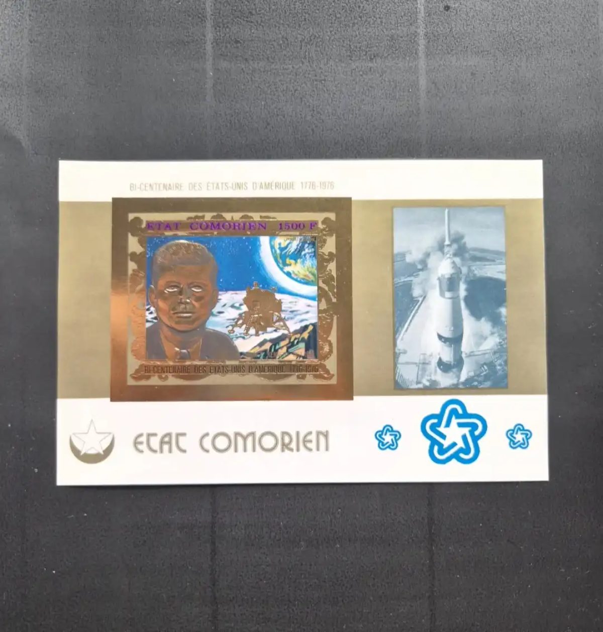 Comores 1976 Mi. Bl. 67 ND Kennedy espace fusée Lune bicentenaire