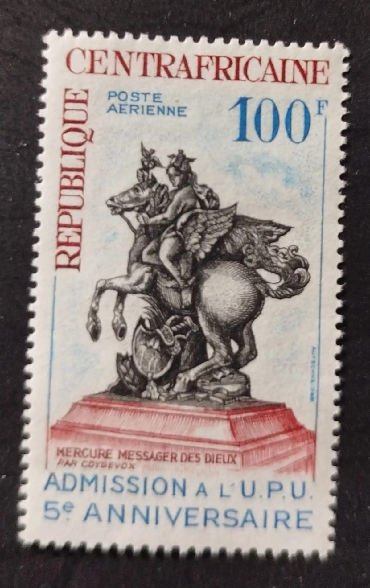 Centrafrique 1965 Mi. 95 Poste aérienne UPU Mercure Coysevox sculpture