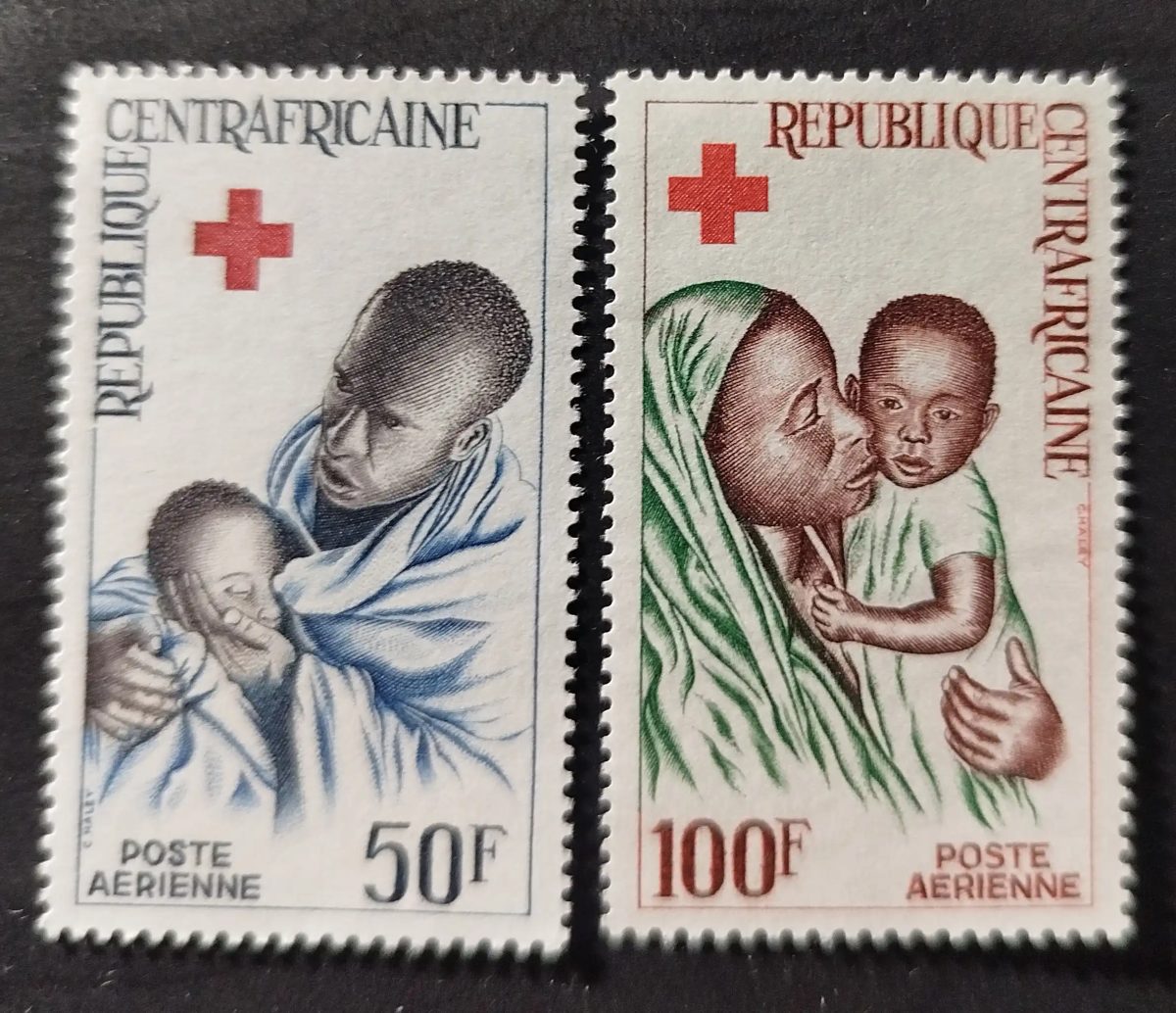 Centrafrique 1965 Mi. 96-97 Croix-Rouge mère enfant poste aérienne