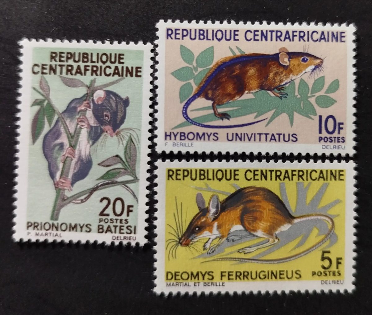 Centrafrique 1966 Mi. 113-115 rongeurs faune mammifères Prionomys