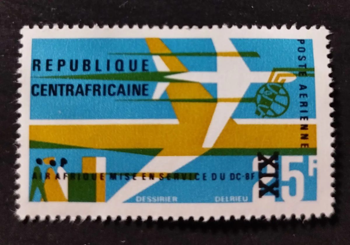 Centrafrique 1966 Mi. 126 Air Afrique DC-8F poste aérienne avion aviation