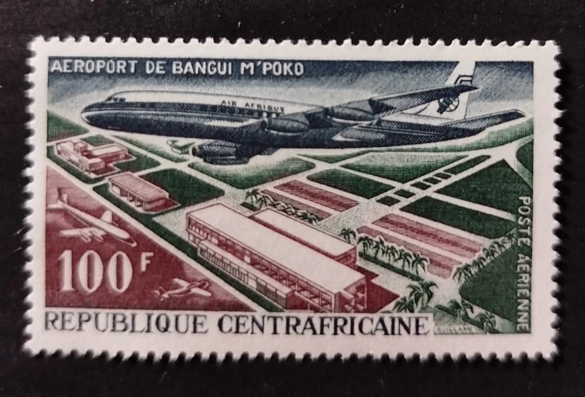 Centrafrique 1967 Mi. 127 poste aérienne aéroport Bangui M'Poko avion