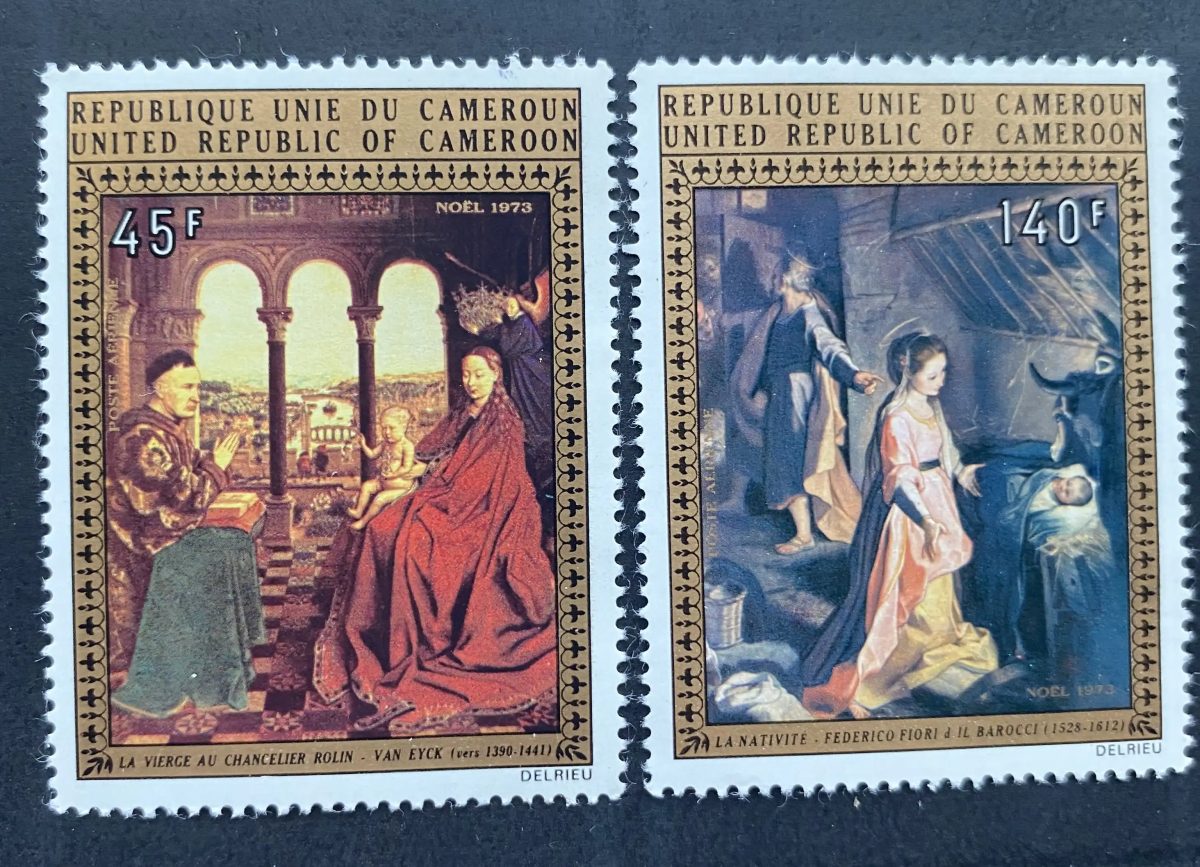 Cameroun 1973 Mi. 758-759 Noël Van Eyck Barocci Nativité peinture