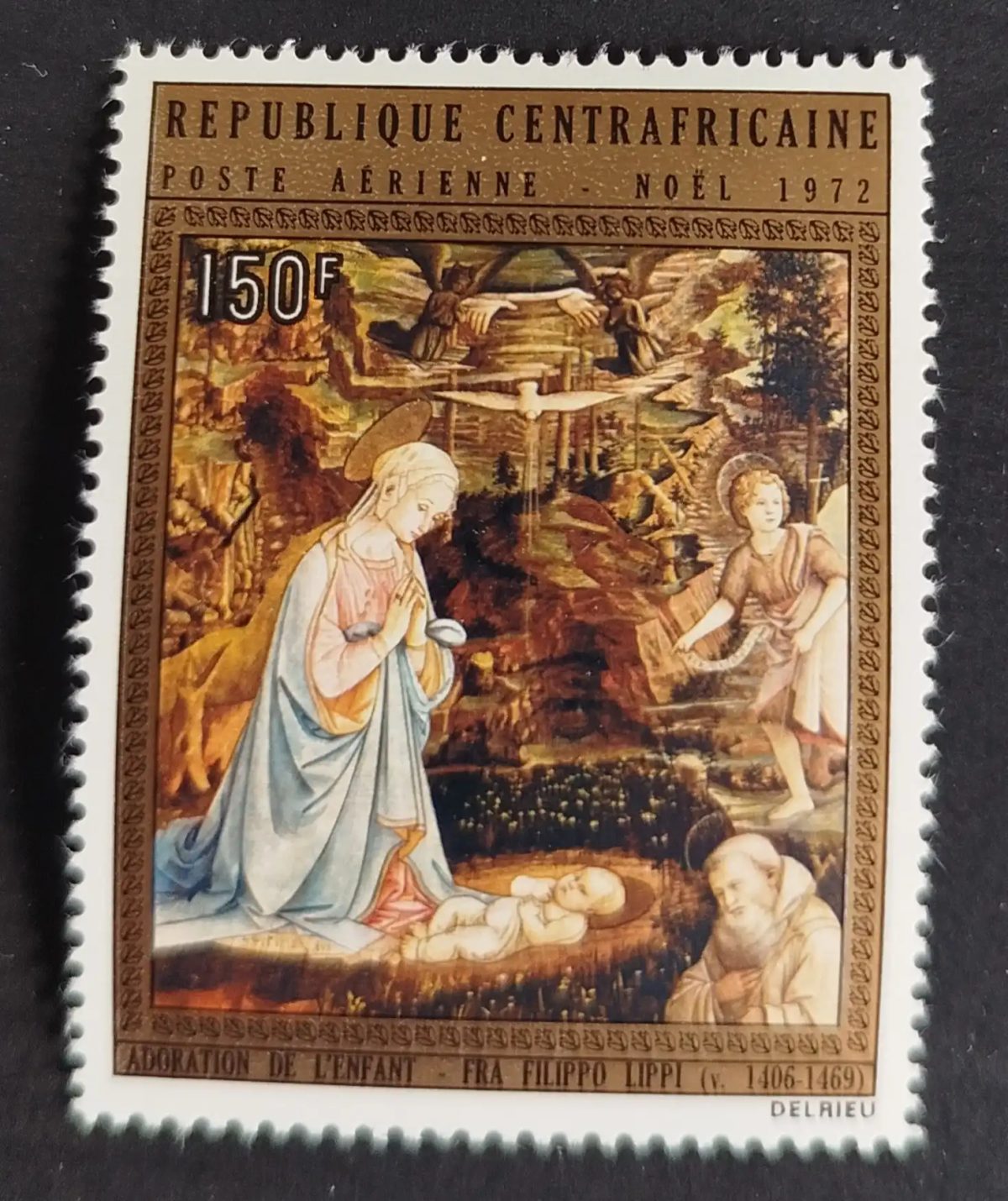 Centrafrique 1972 Mi. 296-297 Noël Adoration Fra Filippo Lippi peinture