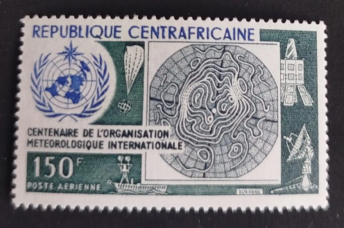 Centrafrique 1973 Mi. 326 poste aérienne météorologie OMM satellite