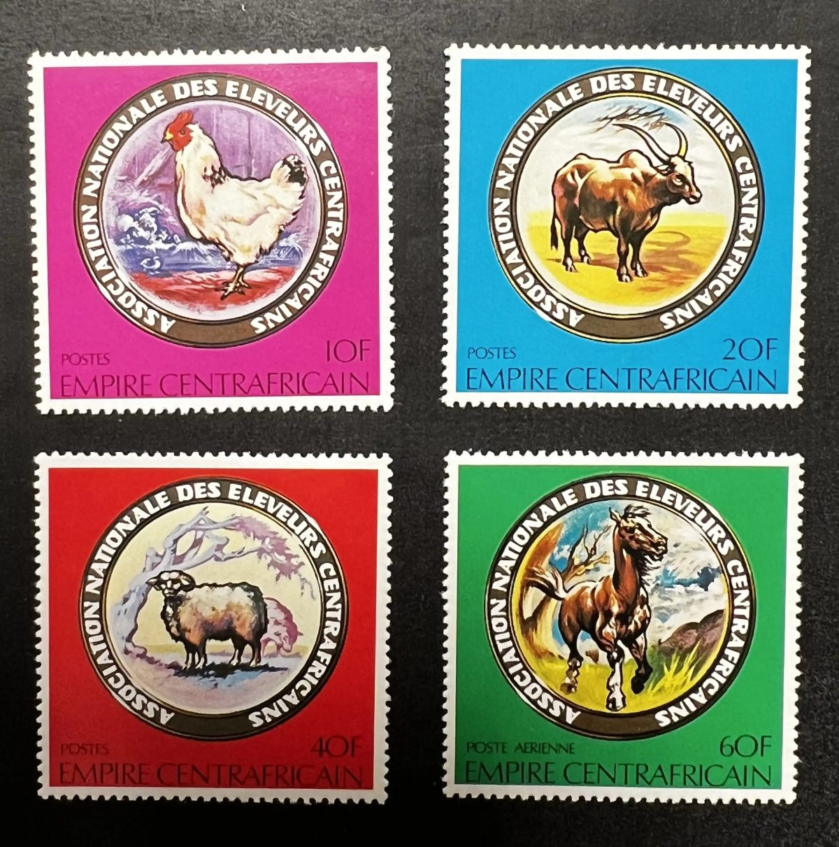 Central Africa 1978 Mi. 628-631 breeders hen ox sheep horse