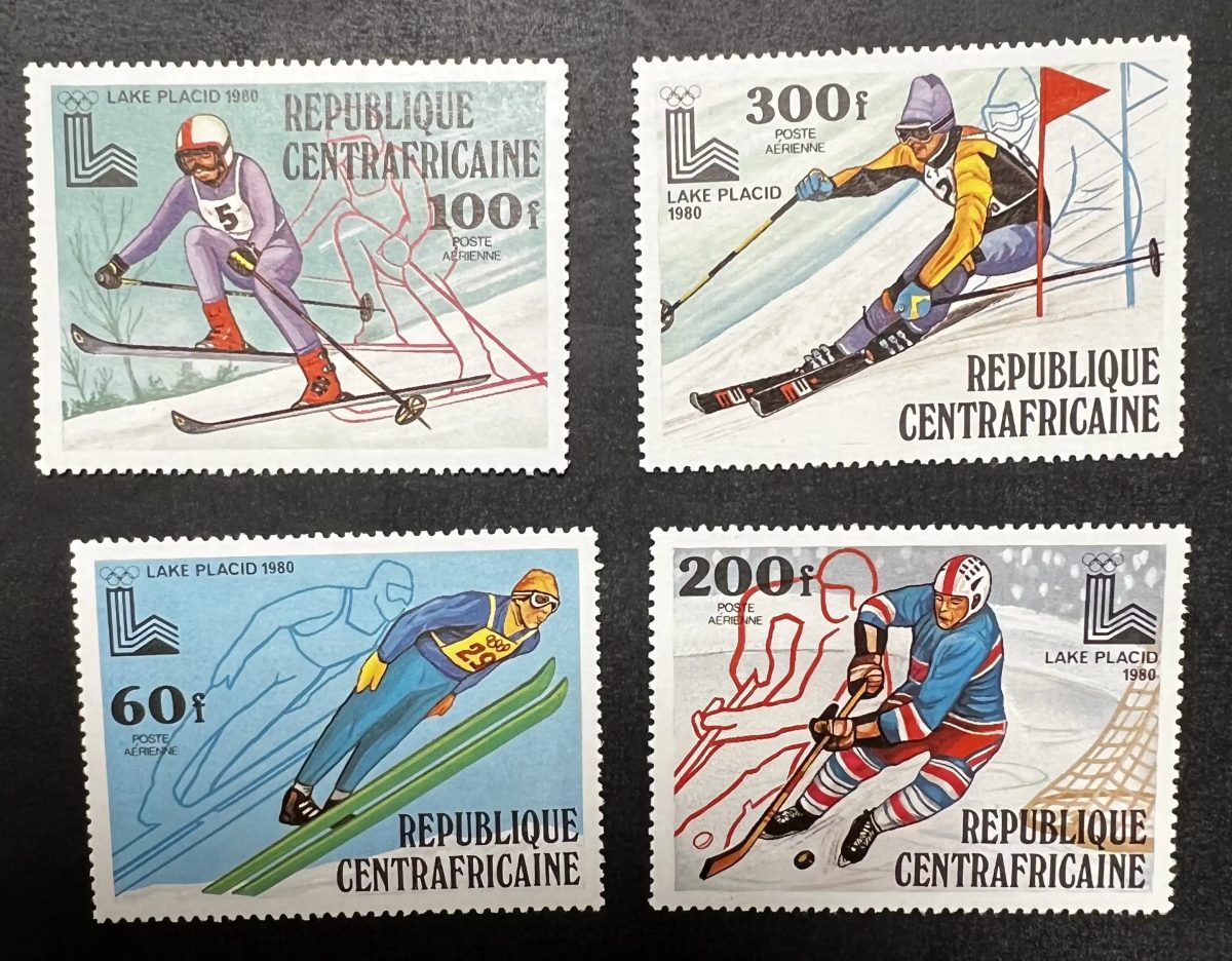 Centrafrique 1979 Mi. 632-635 JO Lake Placid 1980 ski hockey