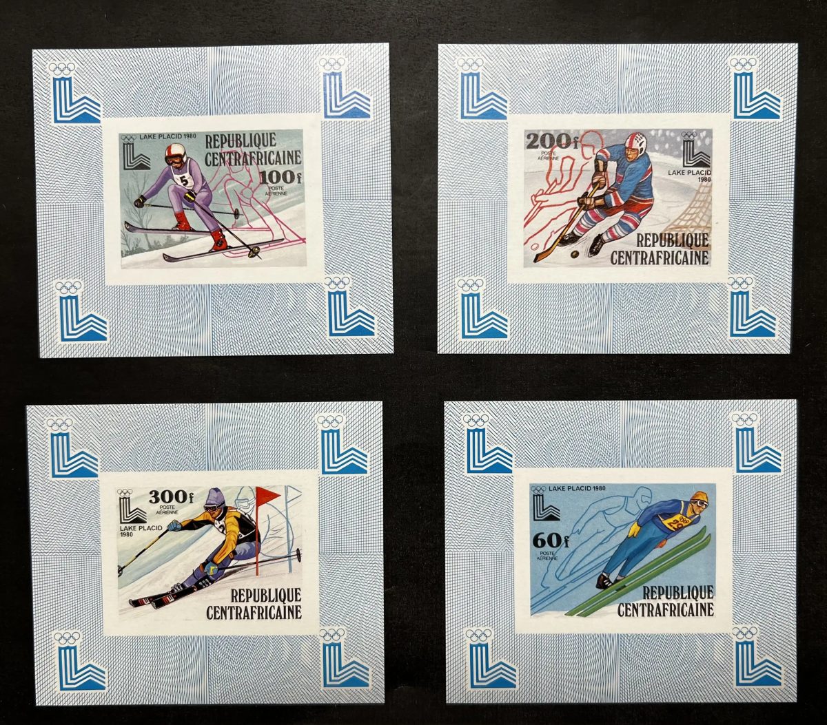 Centrafrique 1979 Mi. Bl. 632-635 ND JO Lake Placid ski hockey