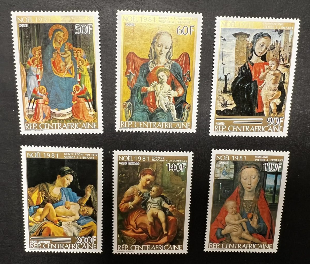 Centrafrique 1981 Mi. 798-803 Noël Vierge Enfant peinture Madonna