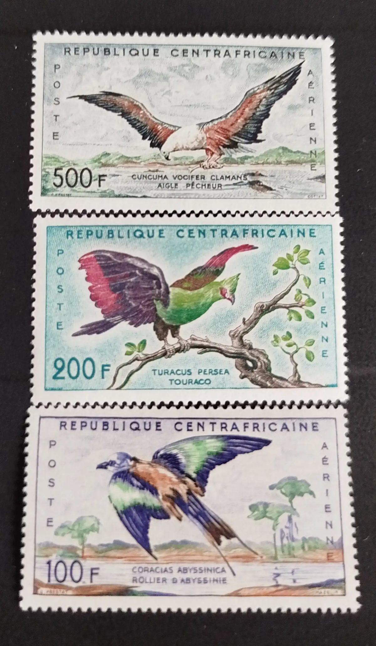 Zentralafrika 1960 Mi. 12-14 Luftpost Vögel Adler Turako Blauracke