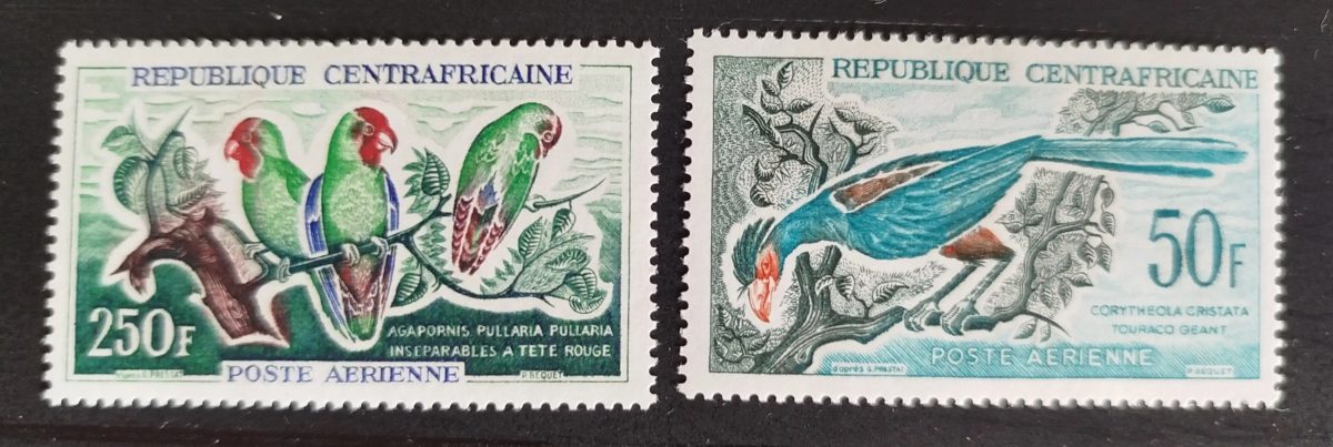 Zentralafrika 1962 Mi. 31-32 Vögel Papageien Unzertrennliche Turako