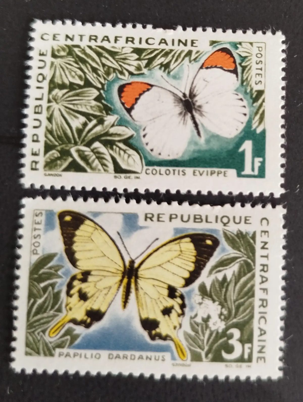 Centrafrique 1963 Mi. 42-45 papillons Colotis Evippe Papilio Dardanus