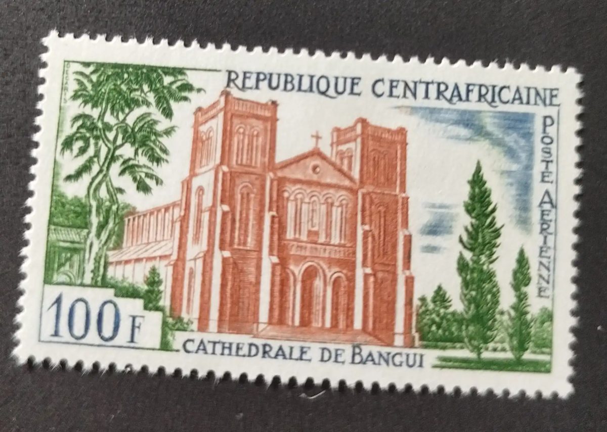 Centrafrique 1964 Mi. 52 poste aérienne cathédrale Bangui architecture