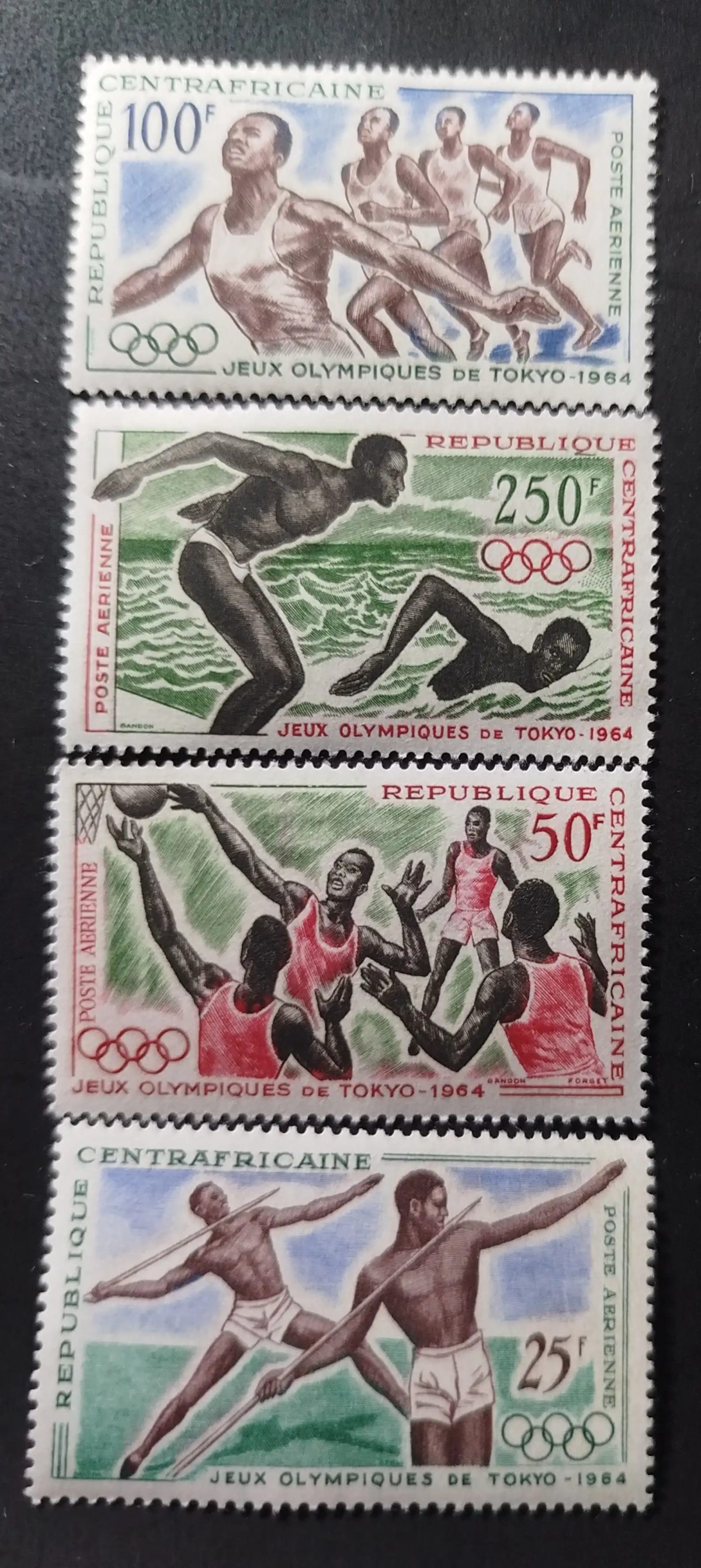 Centrafrique 1964 Mi. 59-62 Jeux Olympiques Tokyo poste aérienne sport