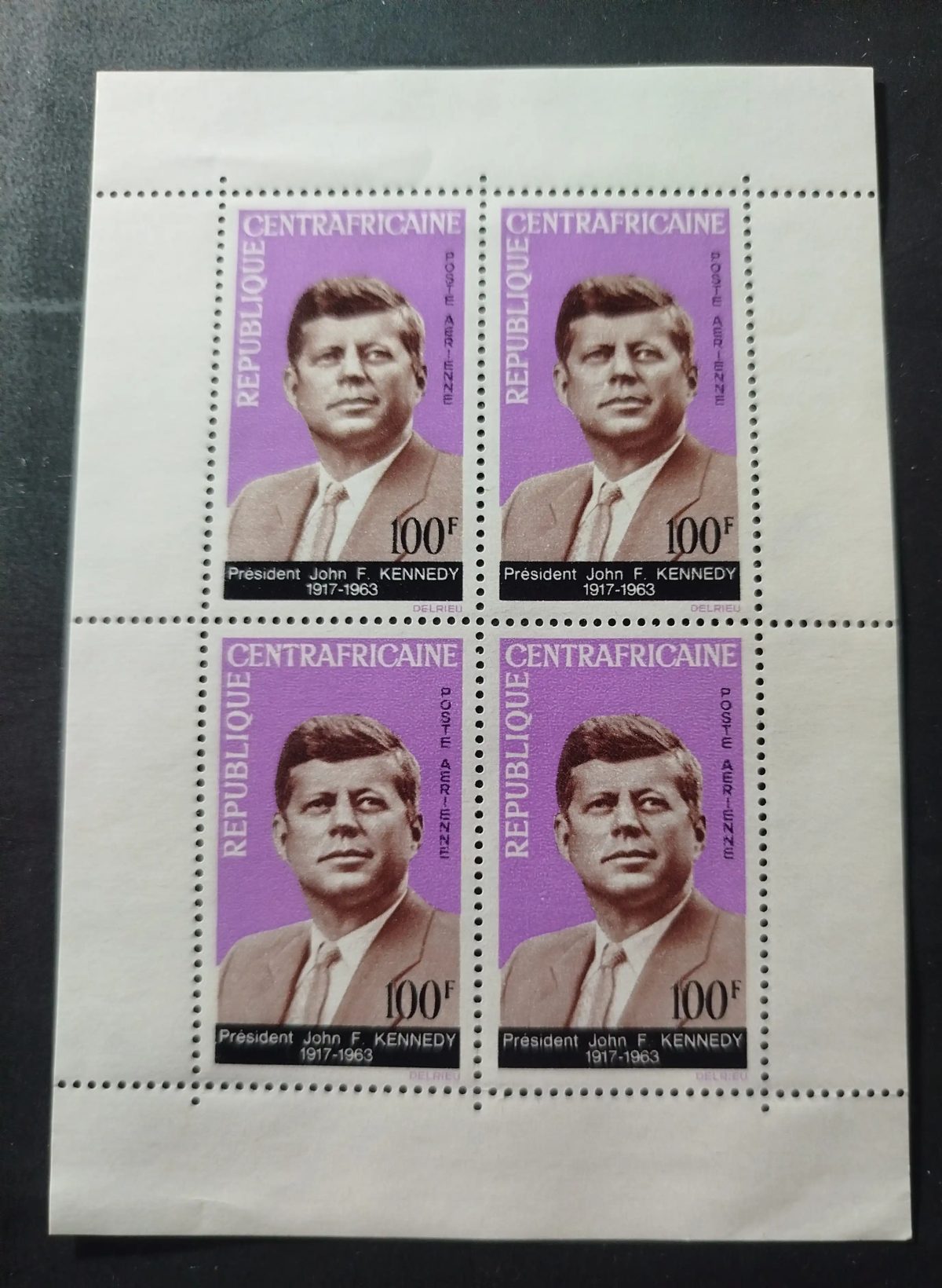 Centrafrique 1964 Mi. Block3 feuillet Président Kennedy JFK USA