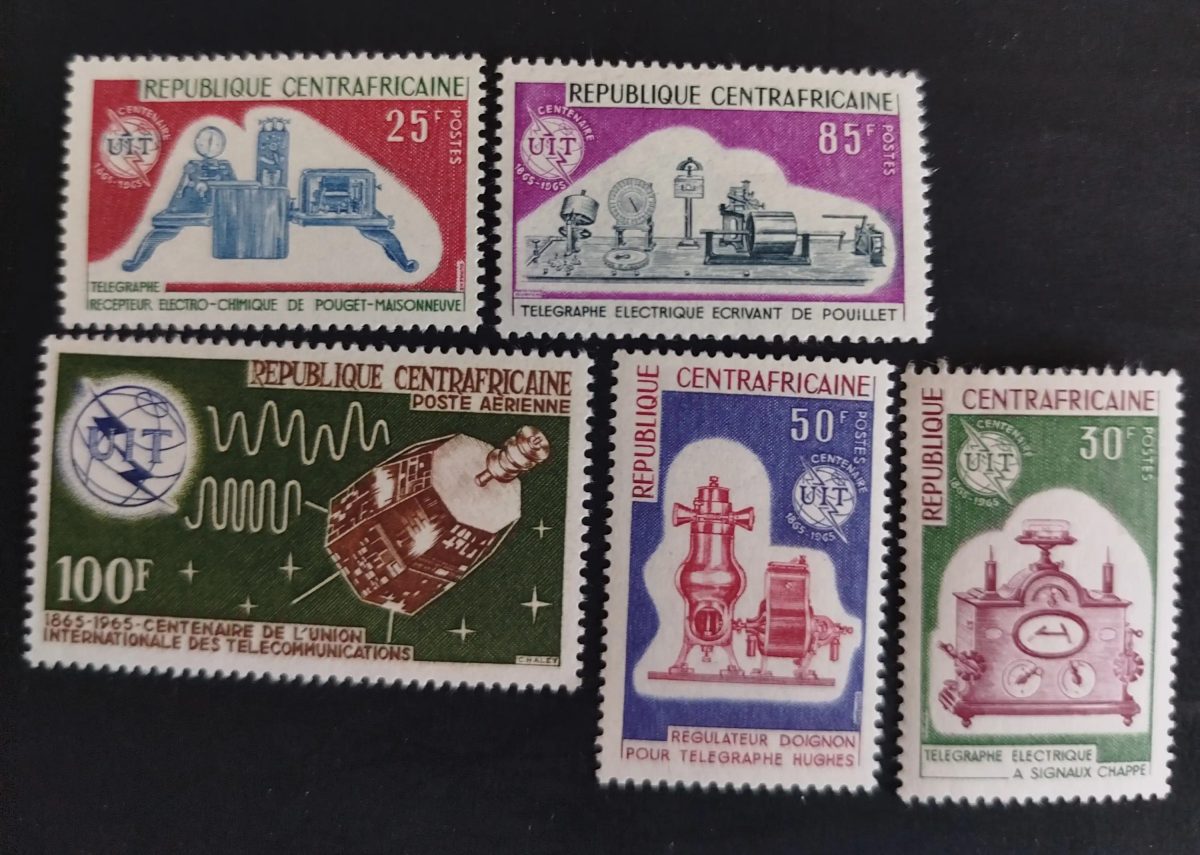 Centrafrique 1965 Mi. 78-82 Centenaire UIT télécommunications télégraphe