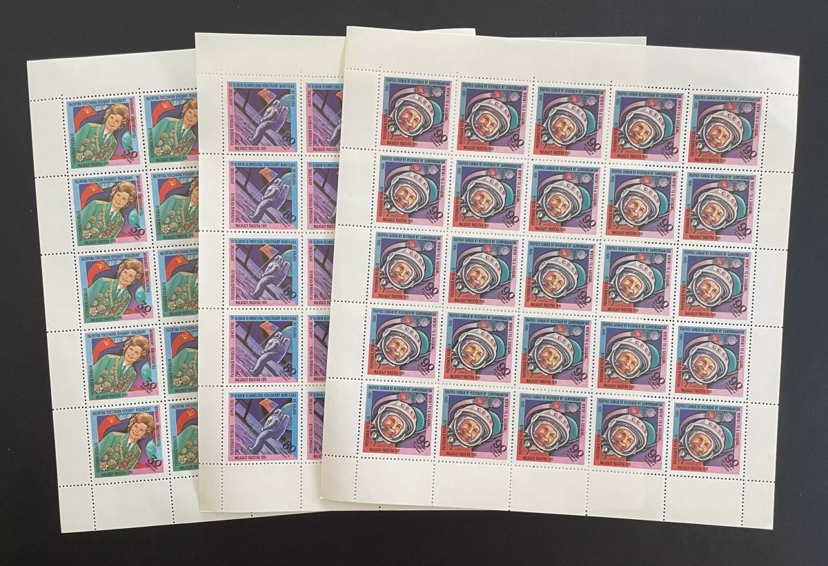 Madagascar 1981 YT 652-654 planche espace Terechkova Aldrin Gagarine
