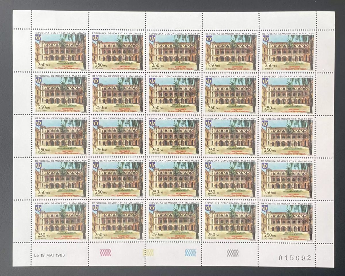 Madagascar 1988 YT 861 planche centenaire Collège Saint-Michel