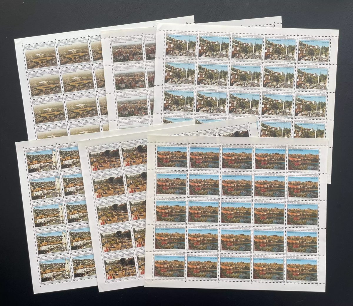 Madagascar 1989 YT 912-917 planche sites Antananarivo vues ville lac