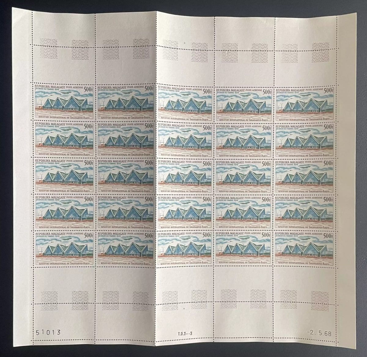 Madagascar 1968 YT PA 105 Tananarive-Ivato Airport Aviation sheet