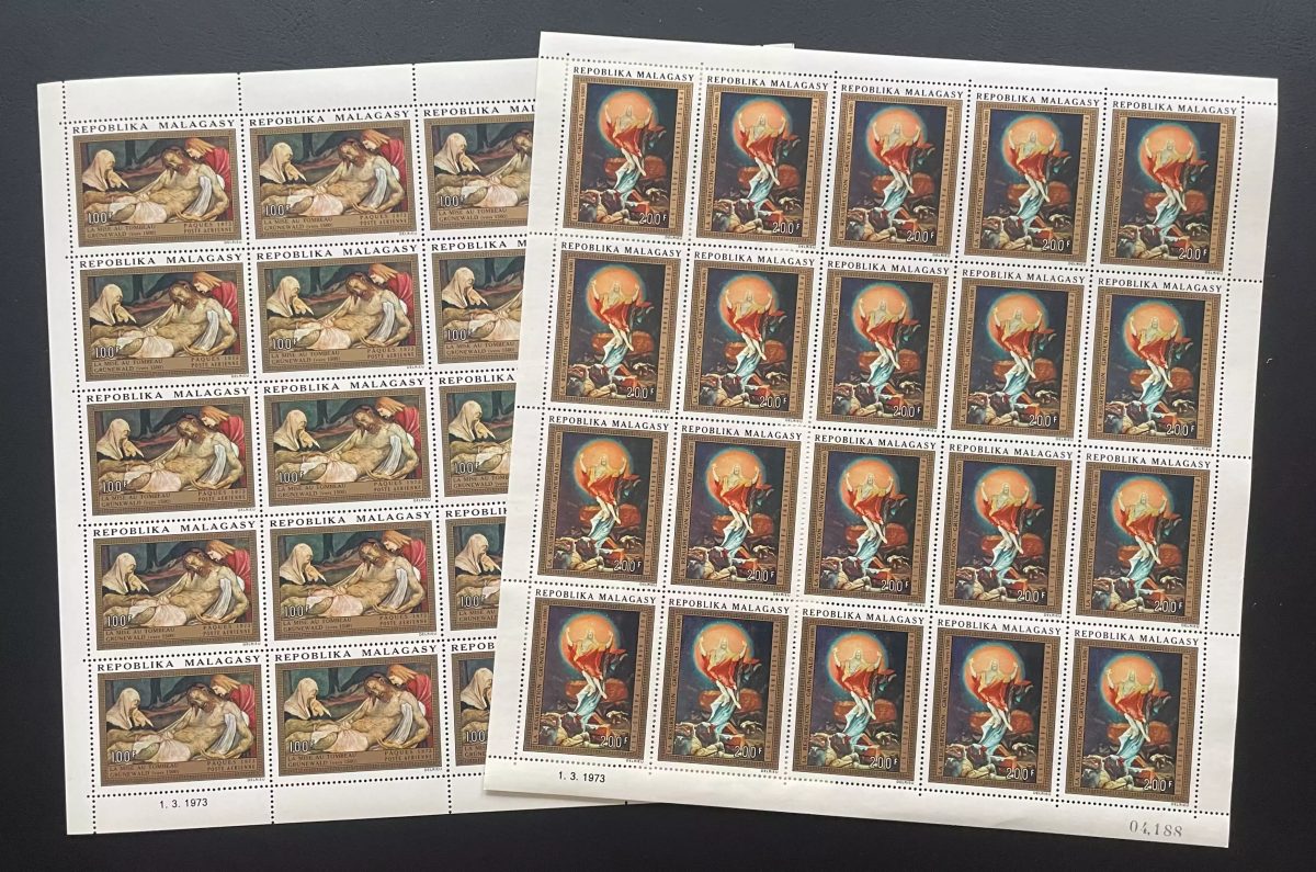 Madagascar 1973 YT PA 125-126 sheet Easter Grünewald painting