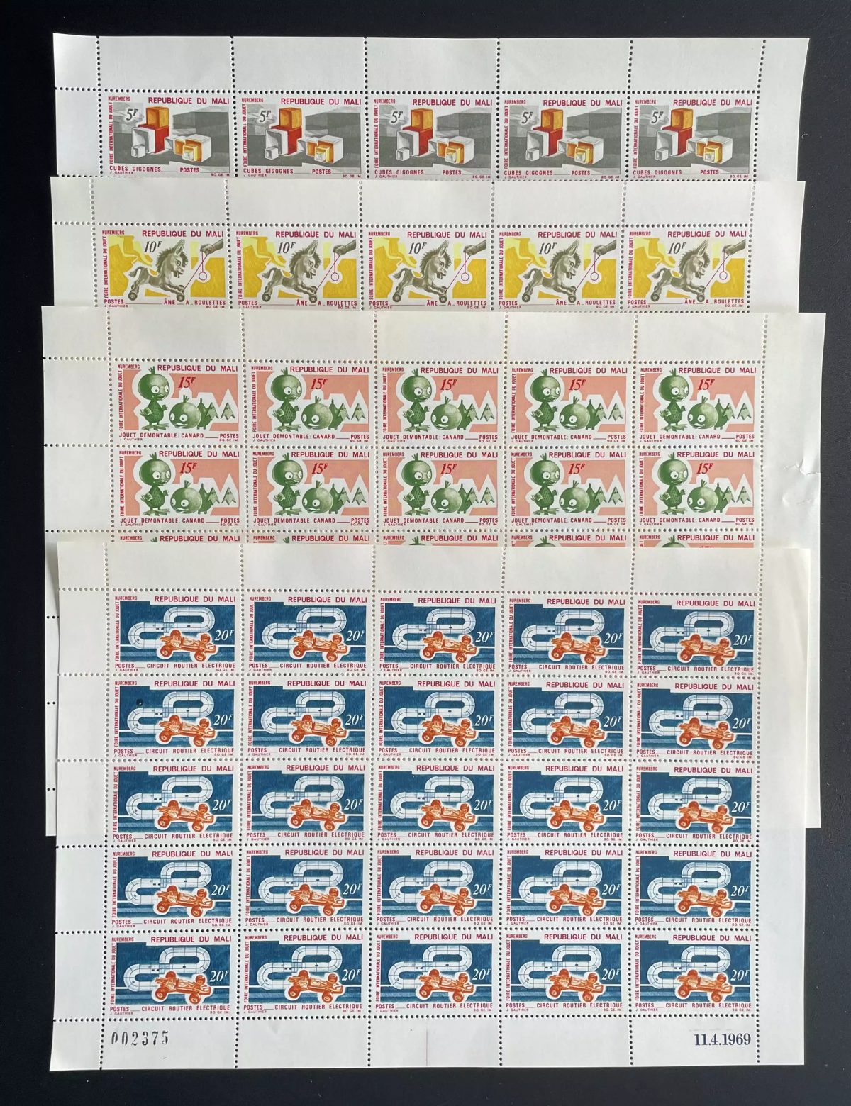 Mali 1969 YT 120-123 sheet International Toy Fair Nuremberg