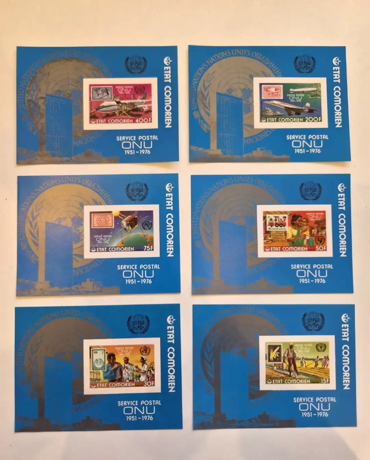 Comores 1976 Mi. Bl. 45 - 50 ND Service postal ONU UPU Concorde