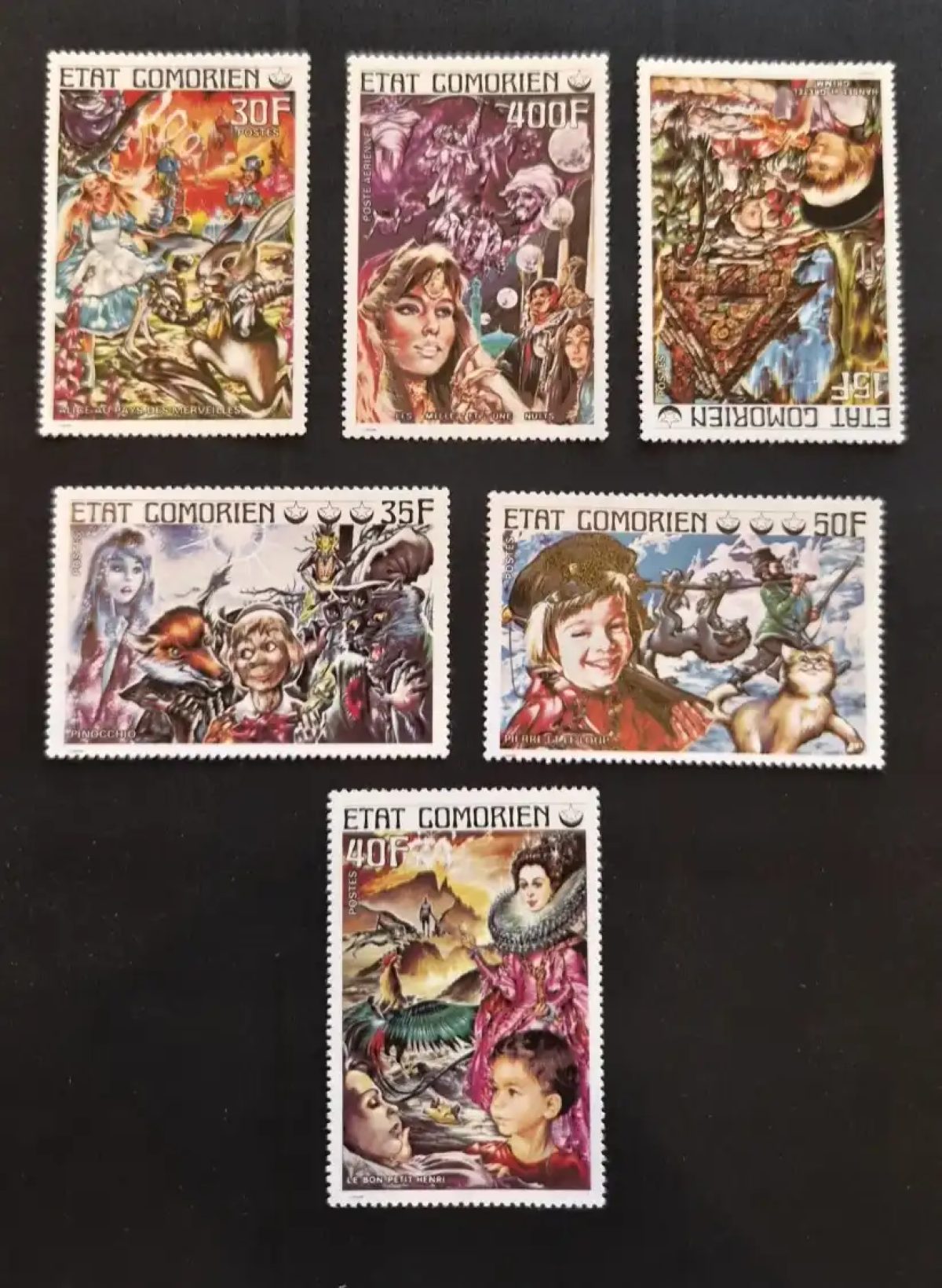 Comoros 1976 Mi. 282-286 Fairy Tales Alice Pinocchio Pierrot Henri