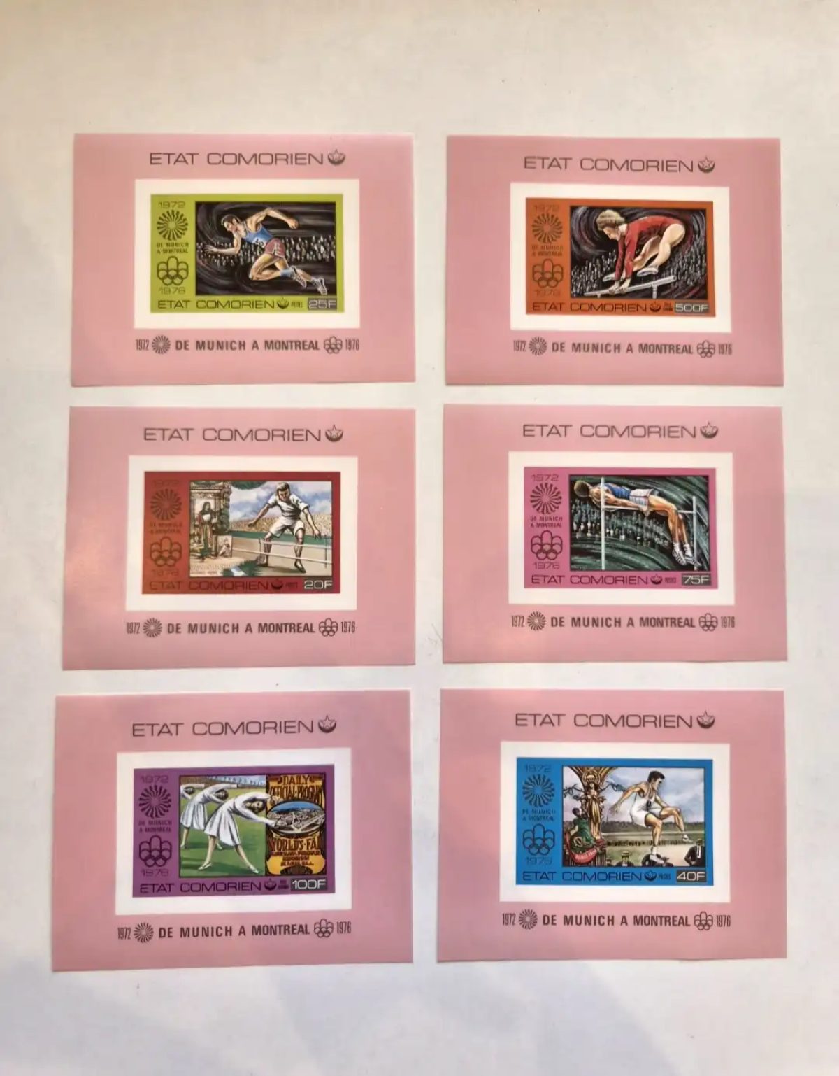 Comores 1976 Mi. Bl. 30 - 35 ND Jeux Olympiques Munich Montréal