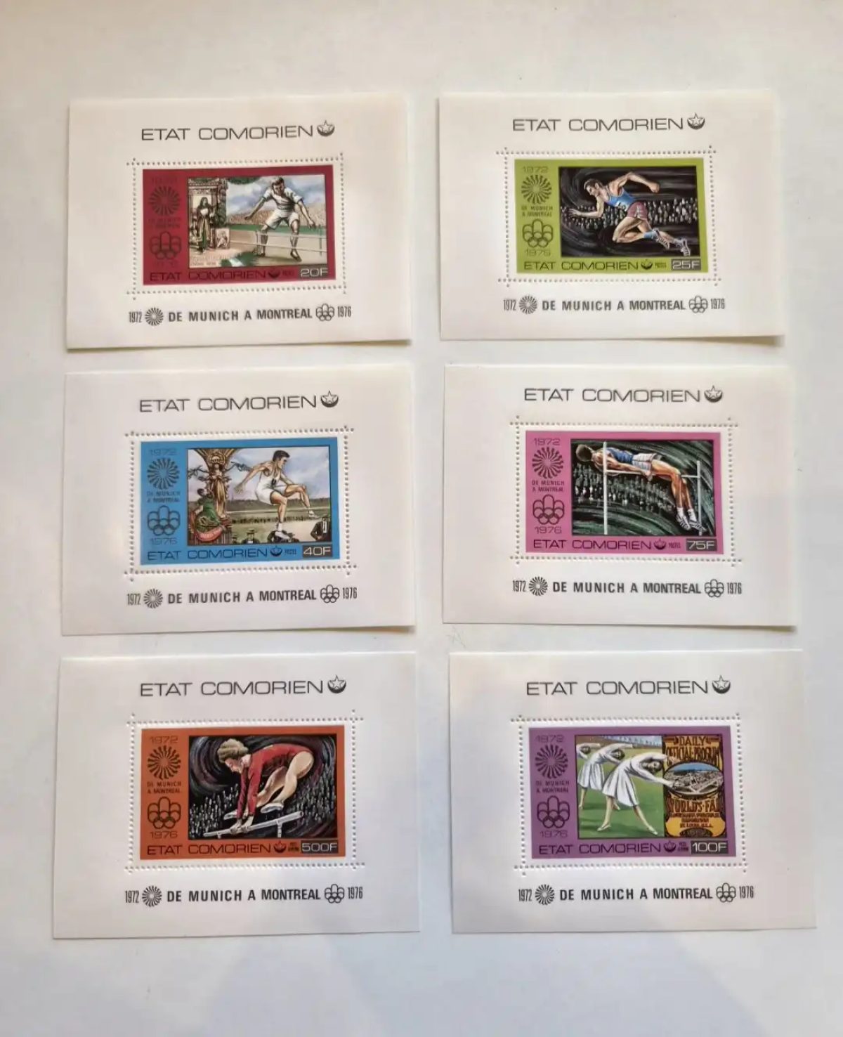 Comores 1976 Mi. Bl. 30 - 35 Jeux Olympiques Munich Montréal sport