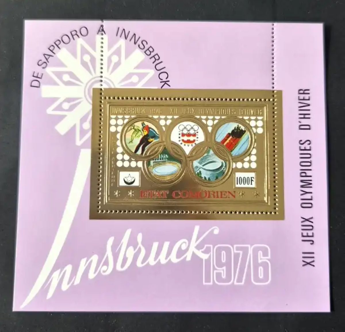 Comoros 1976 Mi. Bl. 28 Innsbruck Winter Olympic Games gold