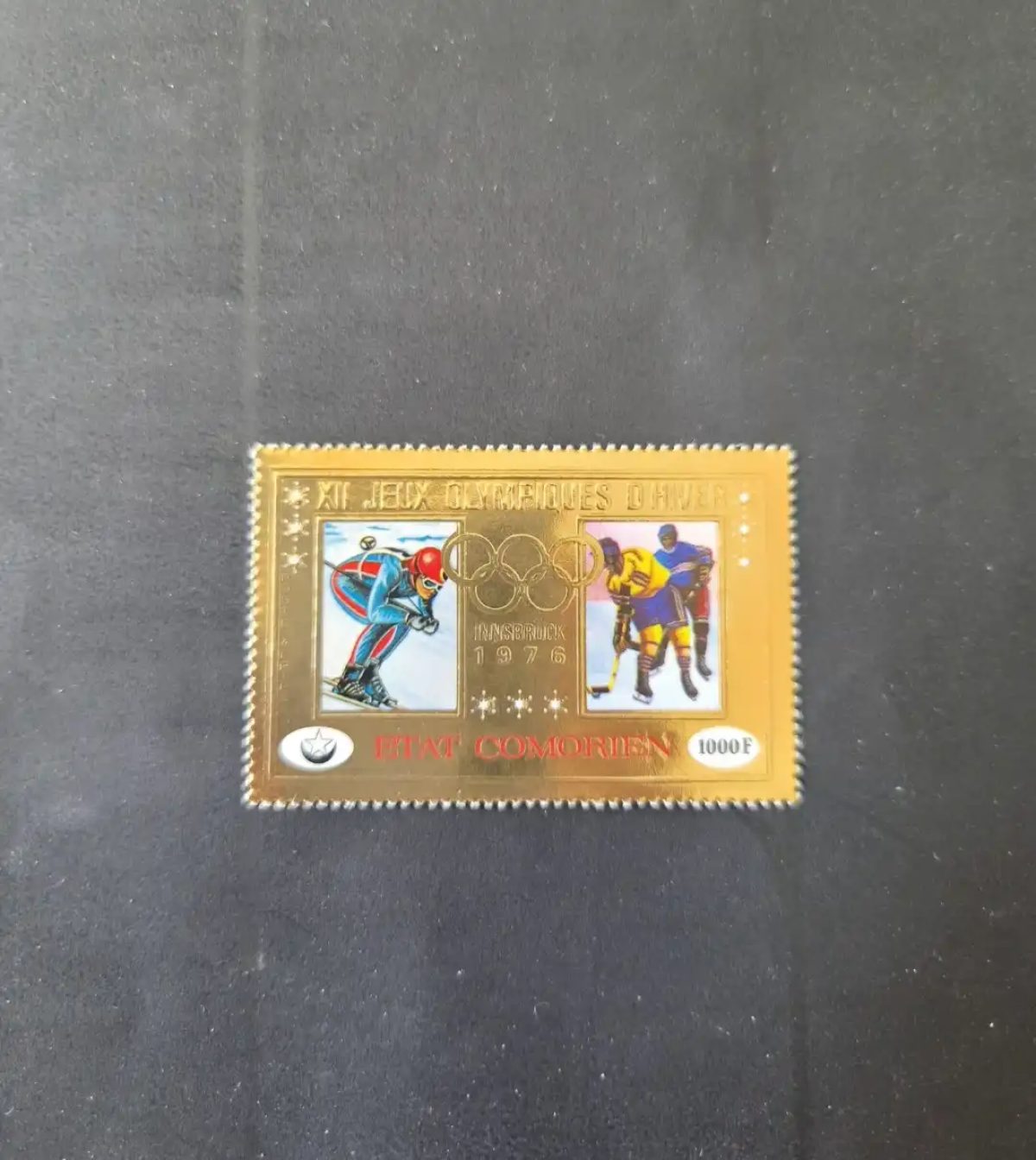 Comores 1976 Mi. 273 JO hiver Innsbruck ski hockey sur glace or gold