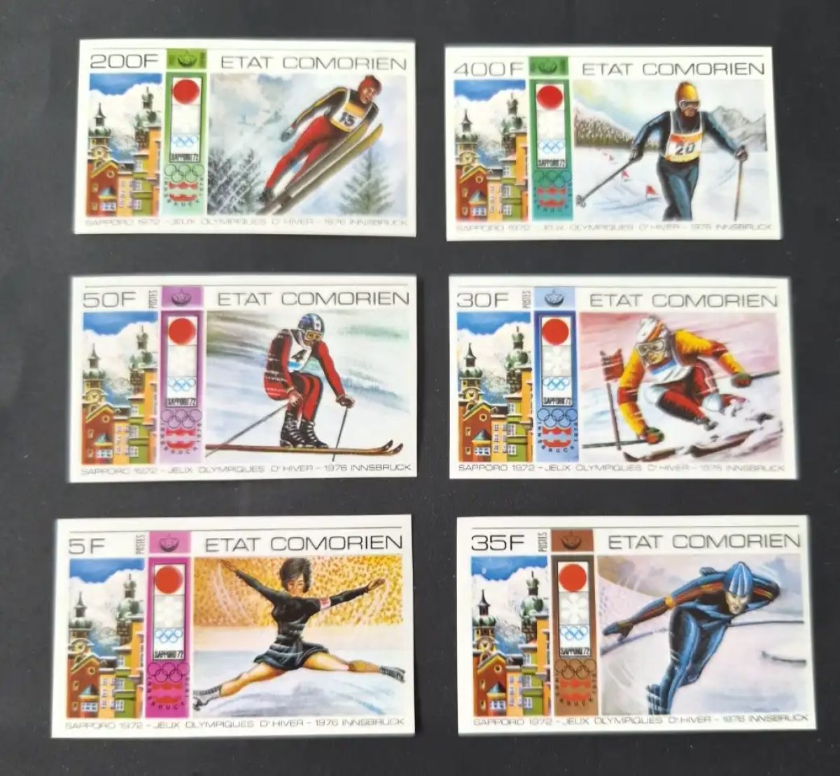 Comores 1976 Mi. 266-271 ND Jeux Olympiques hiver Sapporo Innsbruck ski