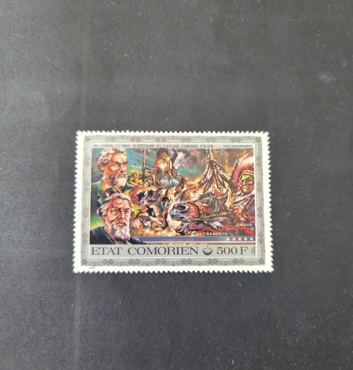Comoros 1976 Mi. 262 USA Bicentennial Transcontinental Railroad Stanford