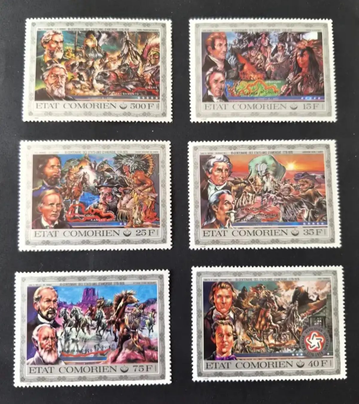 Comores 1976 Mi. 257-262 Bicentenaire États-Unis Amérique chevaux