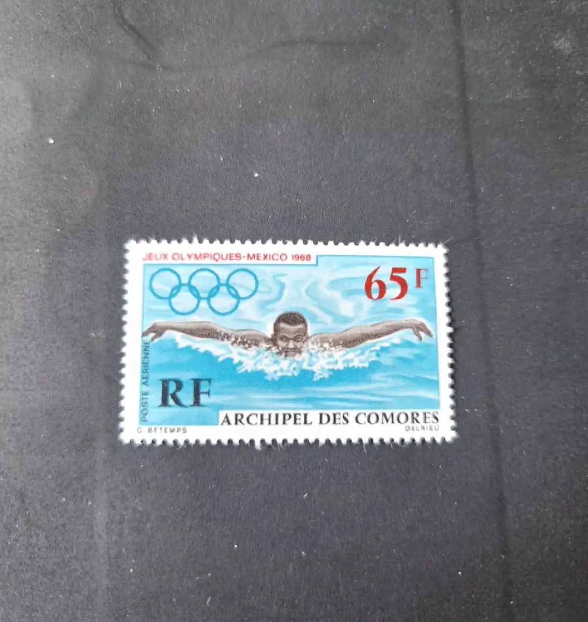Comores 1968 Mi. 93 Jeux Olympiques Mexico natation papillon poste aérienne