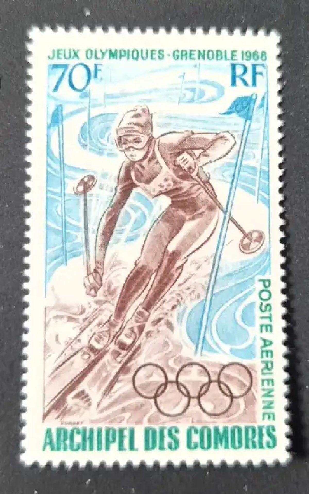 Comores 1968 Mi. 86 Jeux Olympiques Grenoble ski poste aérienne