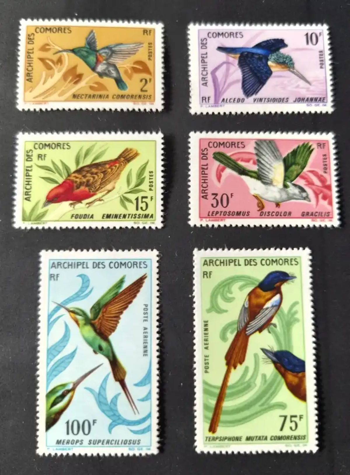 Comores 1967 Mi. 79-84 oiseaux Nectarinia Foudia guêpier Merops